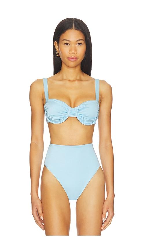 cleobella beckett bikini top in baby blue.