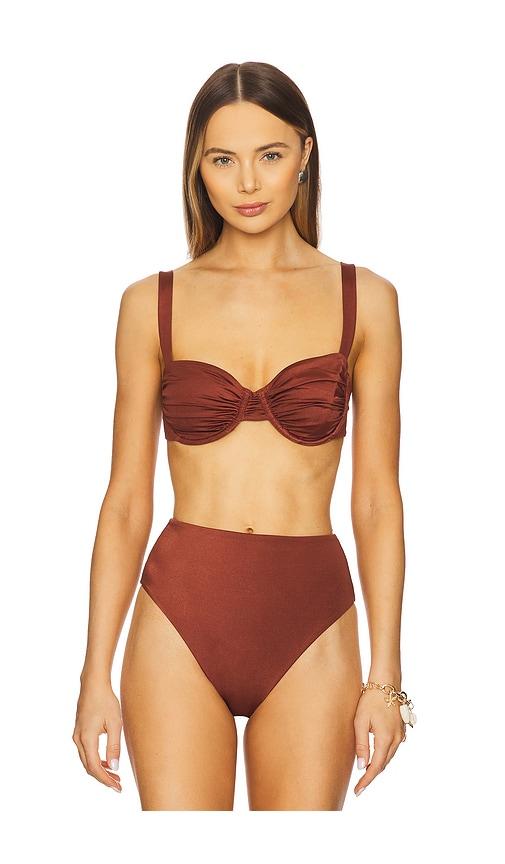 cleobella beckett bikini top in burnt orange.