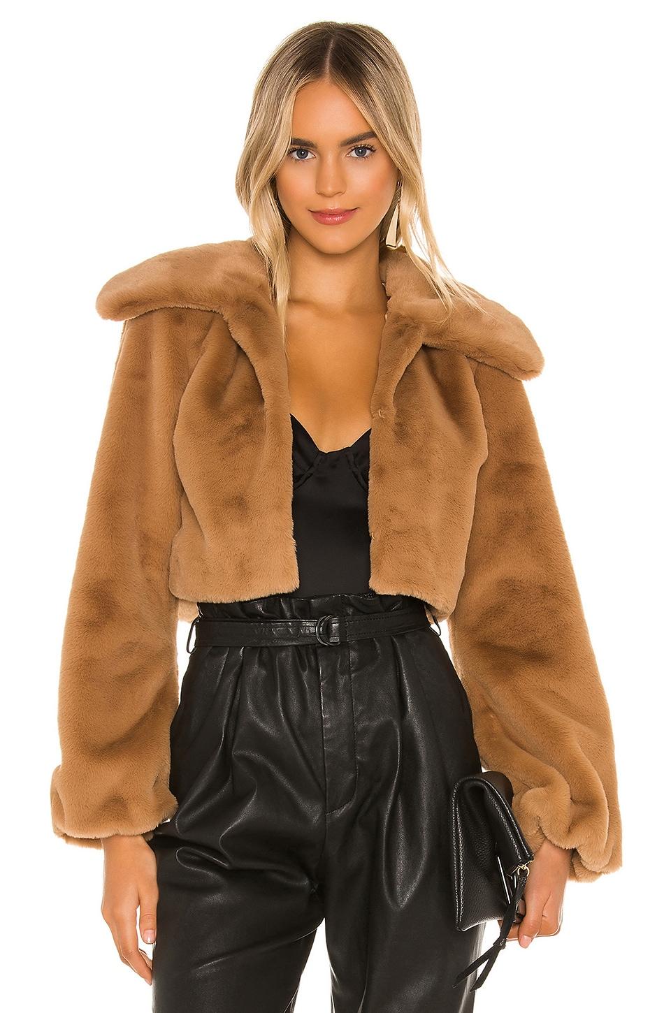 cleobella cropped faux fur jacket