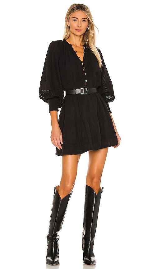 cleobella meadow mini dress in black.