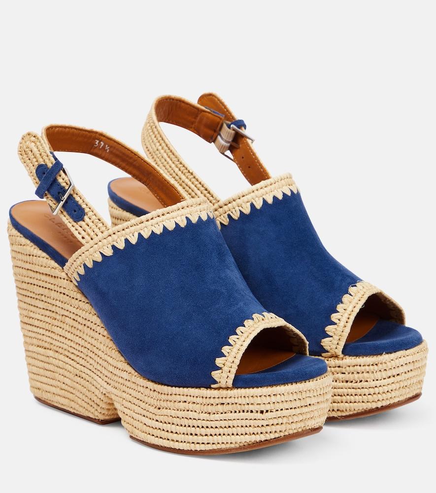 clergerie damya suede wedge sandals