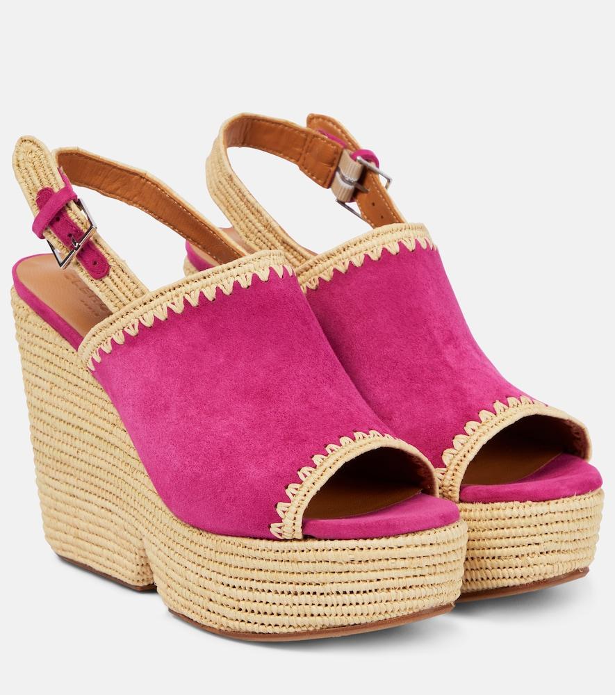 clergerie damya suede wedge sandals