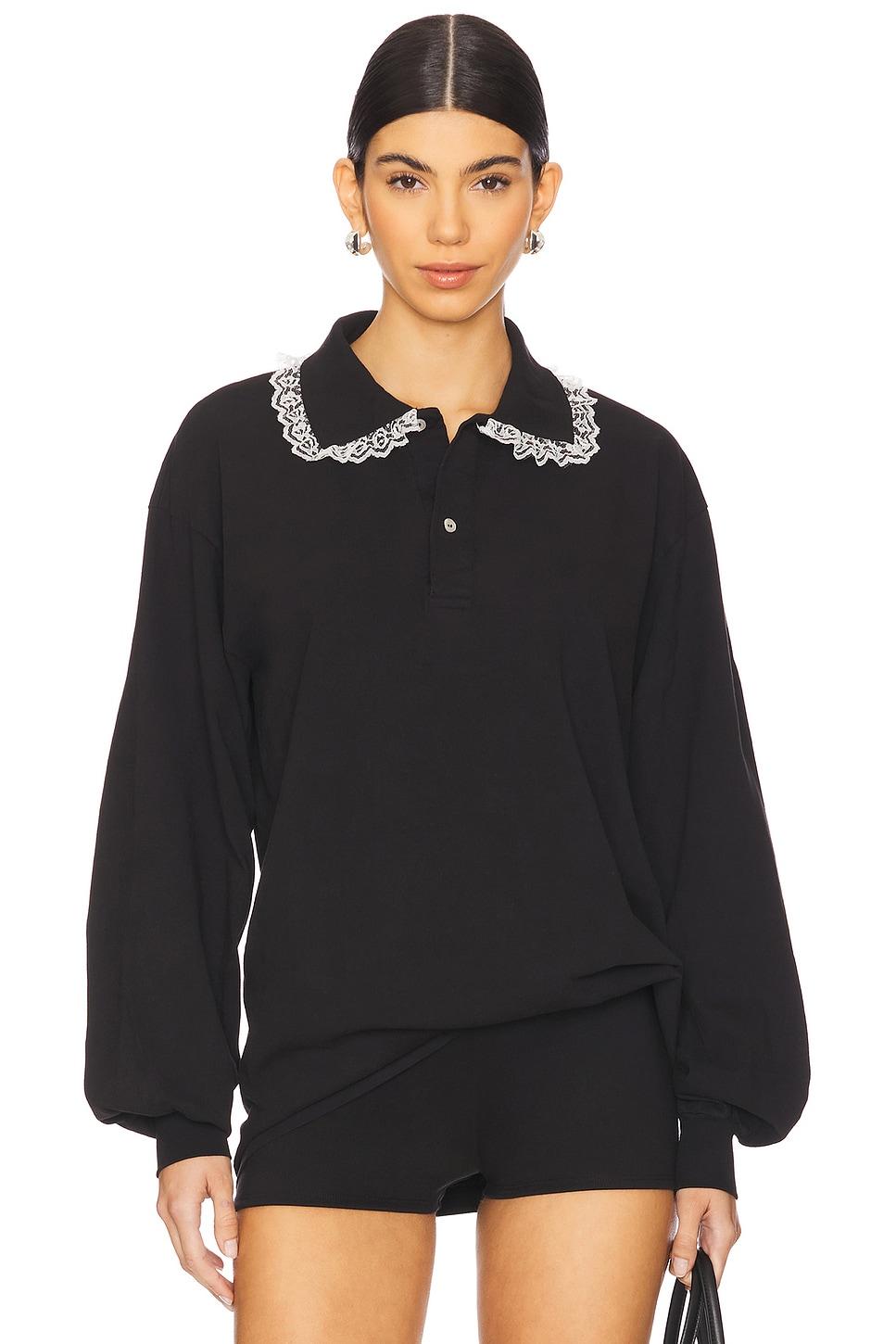 cletus lace trim long sleeve polo