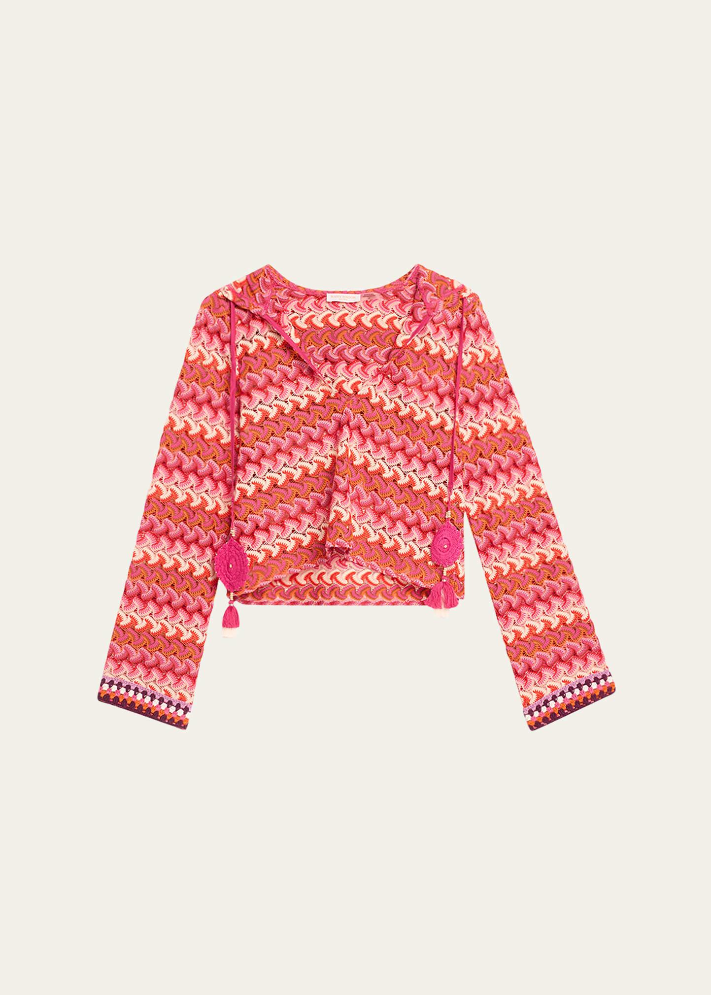 cline chevron knit hooded crop top