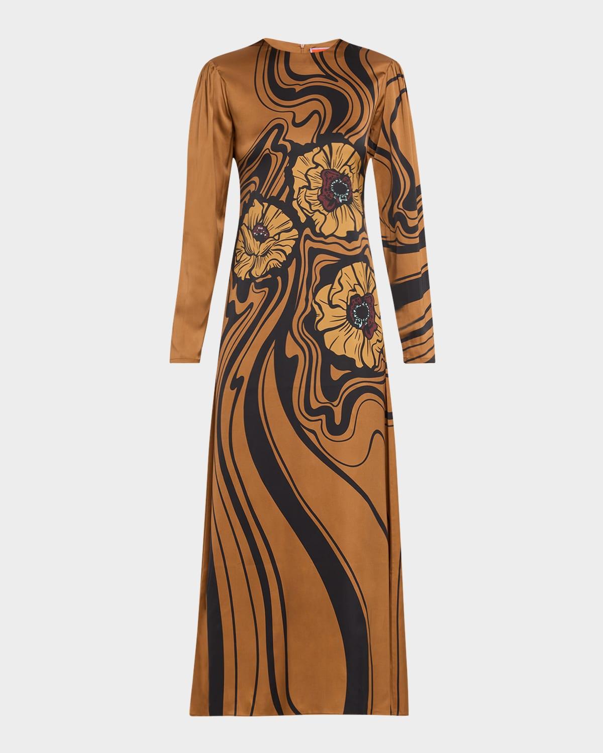 clingy long-sleeve maxi swing dress