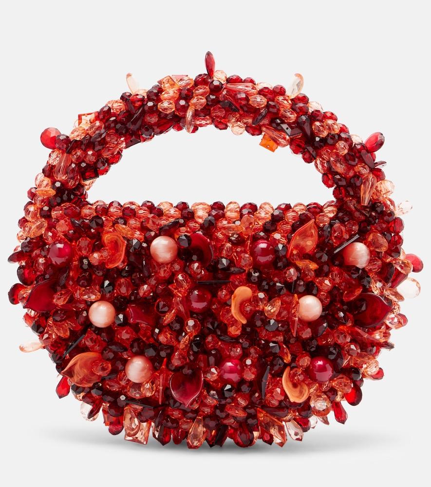 clio peppiatt coral mini embellished tote bag