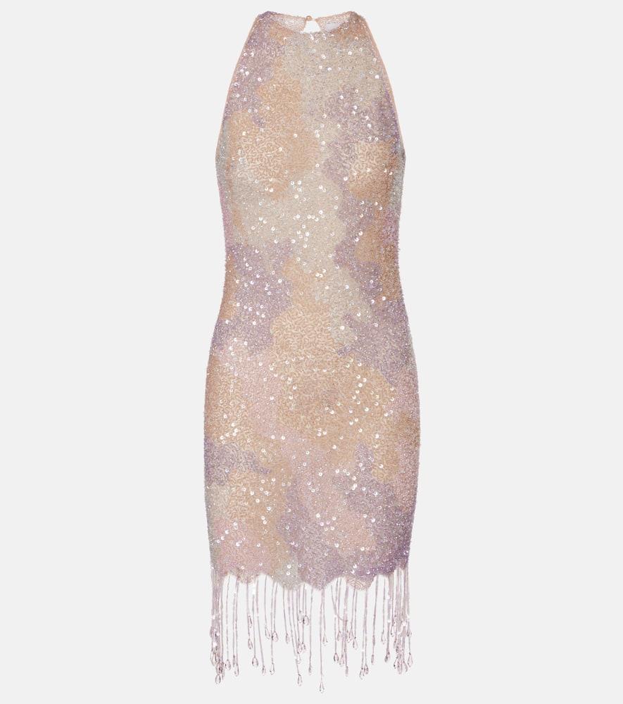 clio peppiatt fringed sequined minidress