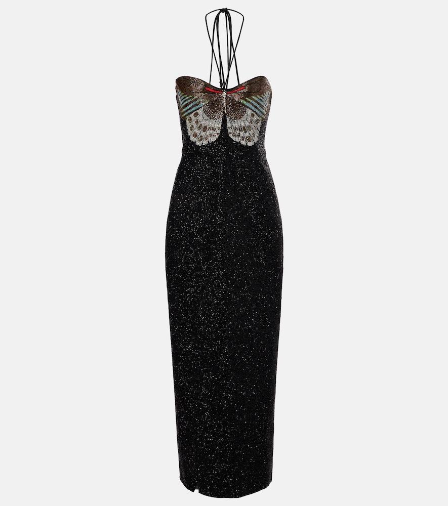 clio peppiatt mariposa embellished halterneck gown