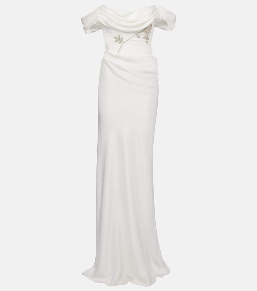 clio peppiatt paloma beaded satin corset gown