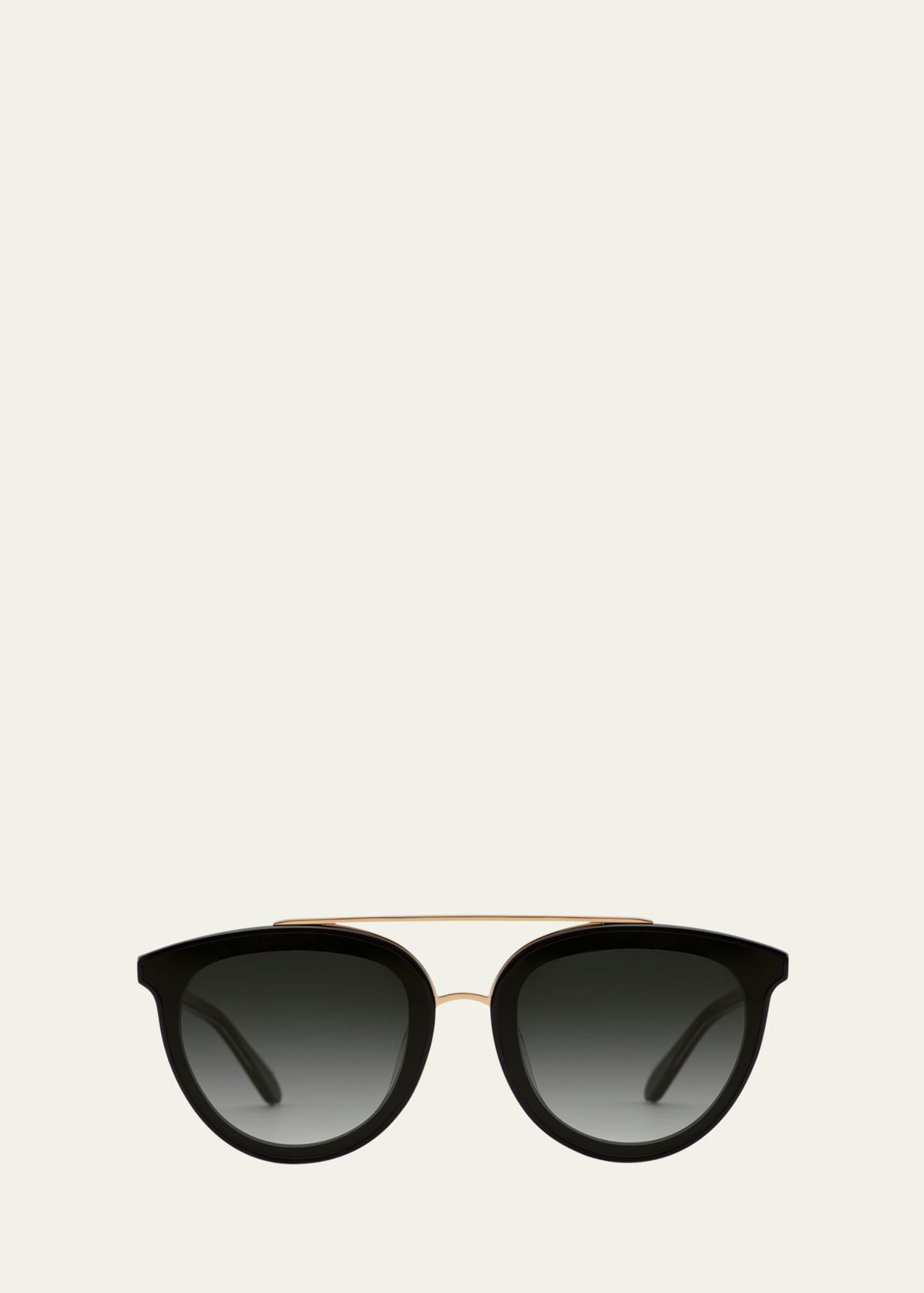 clio round acetate sunglasses, black
