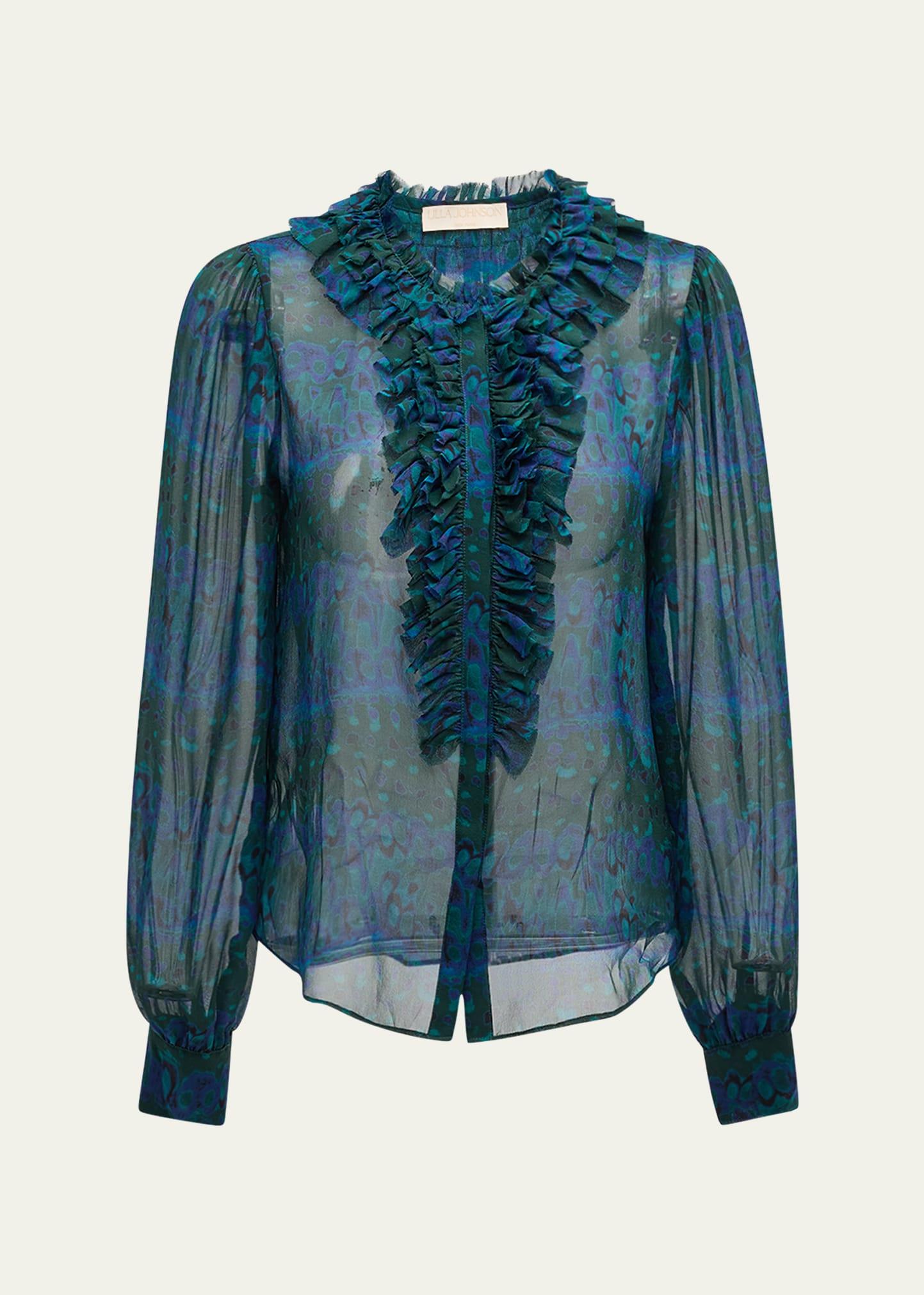 clio sheer ruffle blouse