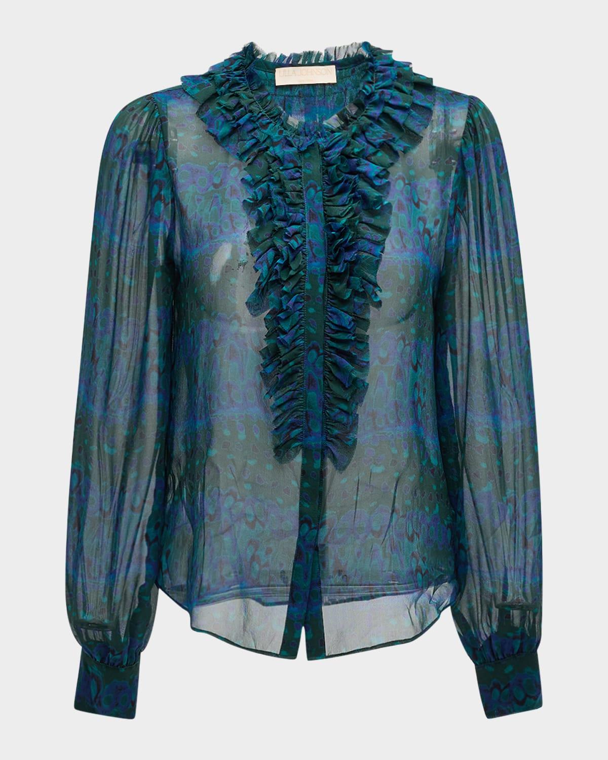 clio sheer ruffle blouse