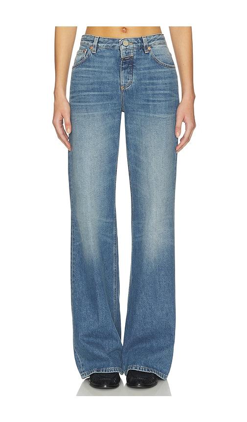 closed gillan wide leg jeans in blue.