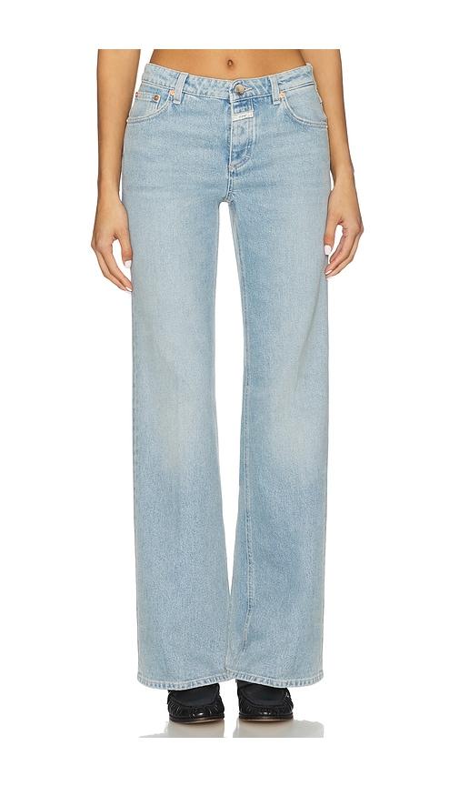closed gillan wide leg jeans in blue.