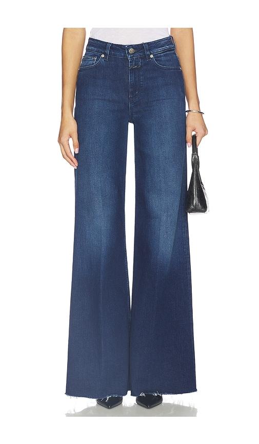 closed glow up wide leg jeans in blue.
