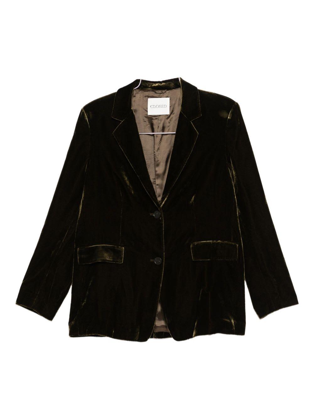 closed velvet single-breasted jacket