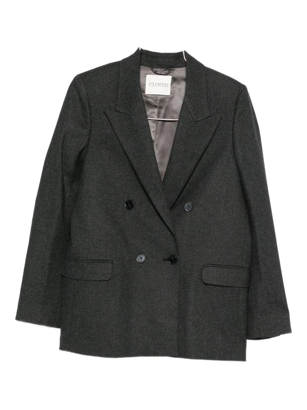 closed wool blend double-breasted jacket