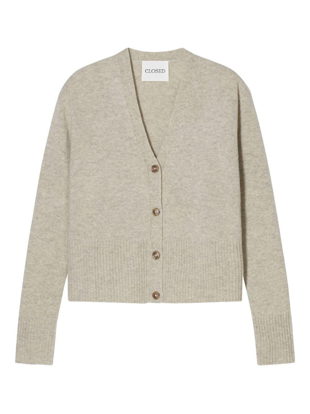 closed wool v-necked cardigan
