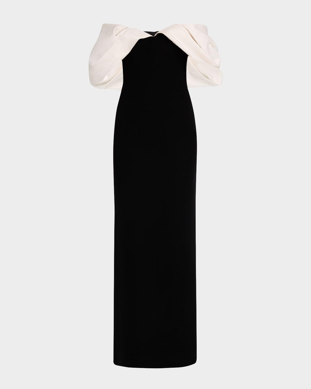 cloud drape off-the-shoulder velvet gown