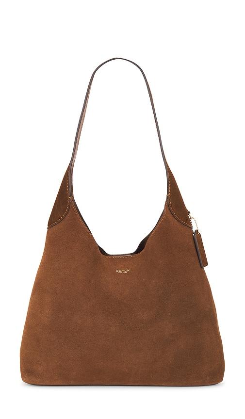 coach brooklyn 34 shoulder bag in brown.