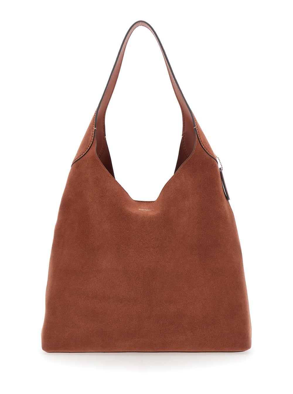 coach shoulder bag brooklyn with brown leather details for women