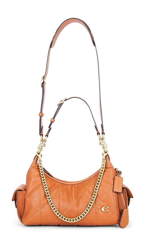 coach soft quilted leather pocket juliet 30 bag in brown.
