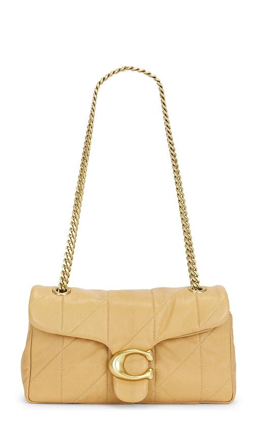 coach soft quilted tabby 26 shoulder bag in beige.