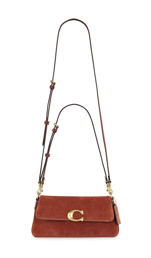 coach suede jet shoulder bag in tan.