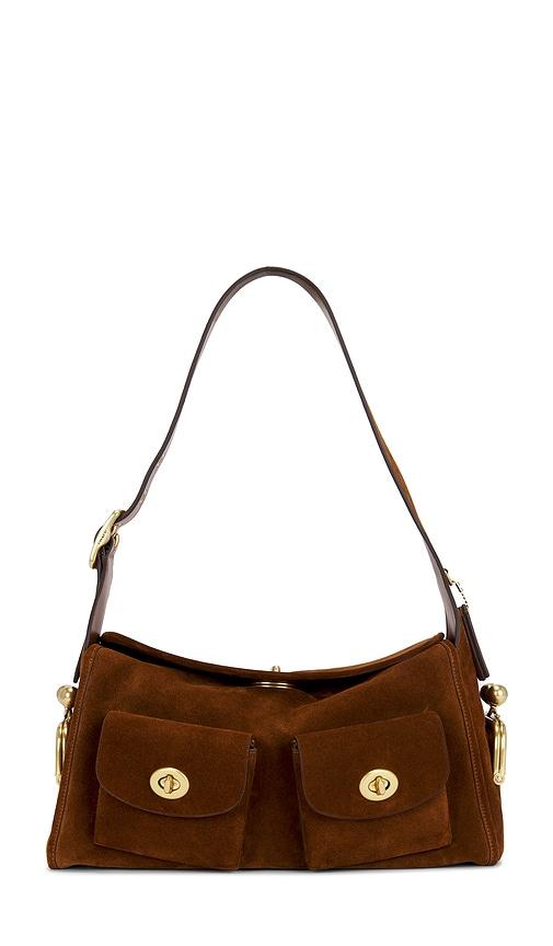 coach the coach originals suede turnlock haversack bag in brown.