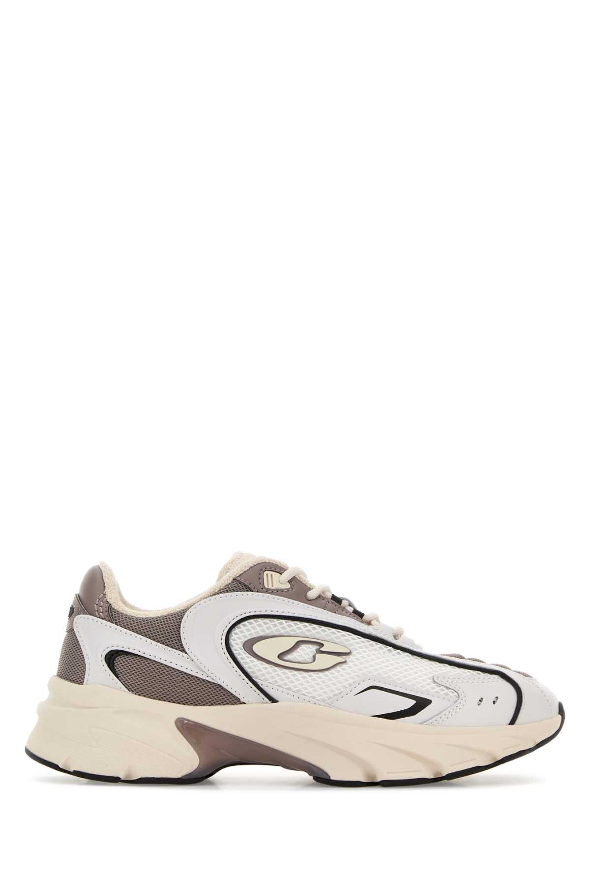 coach two-tone mesh and leather bolt sneakers