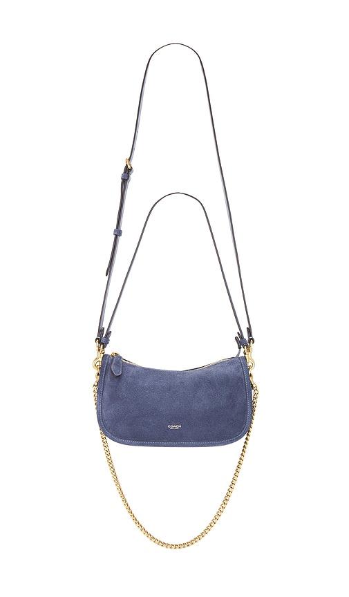 coach waverly shoulder bag light denim in blue.