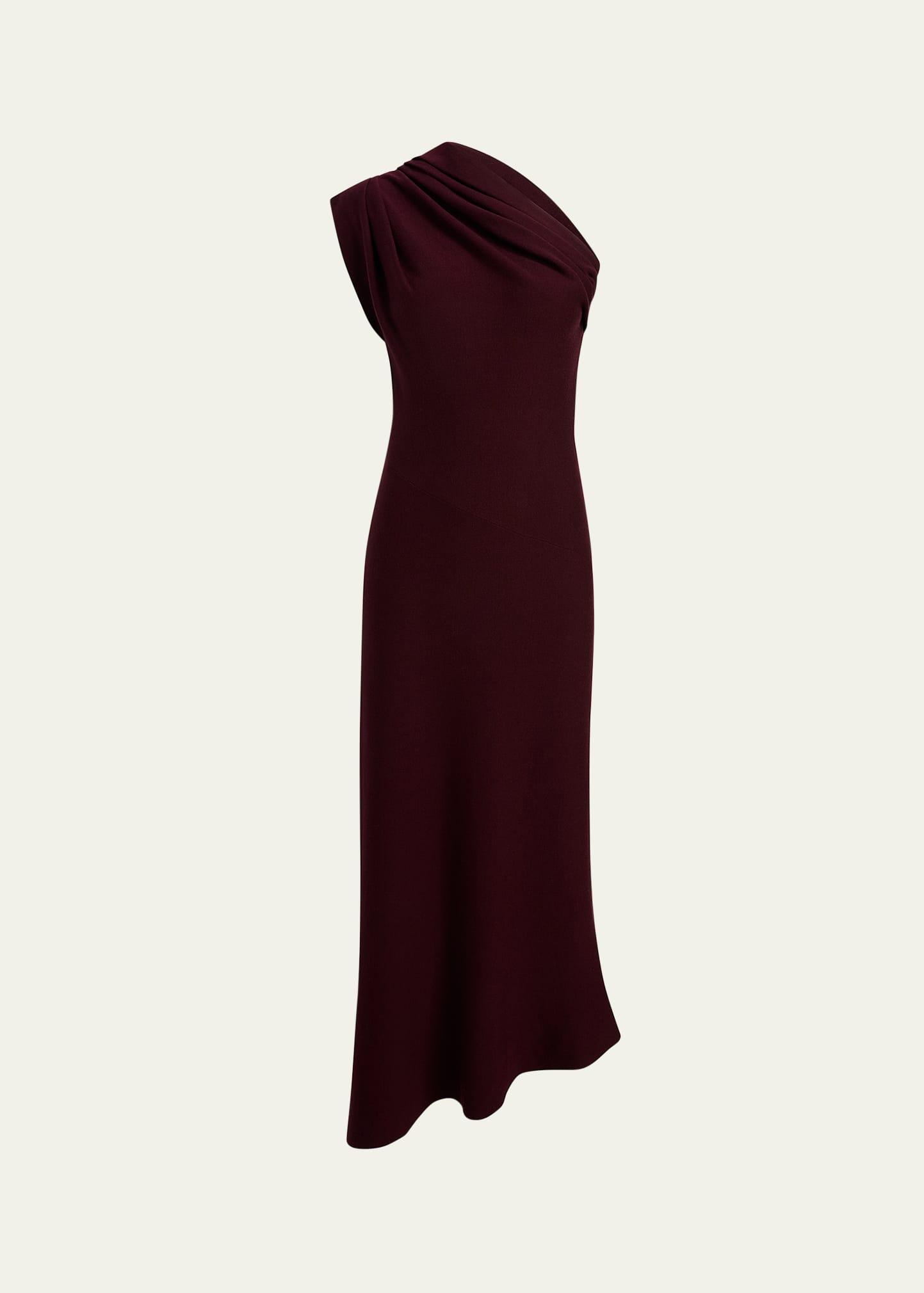coast pleated asymmetric knit maxi dress
