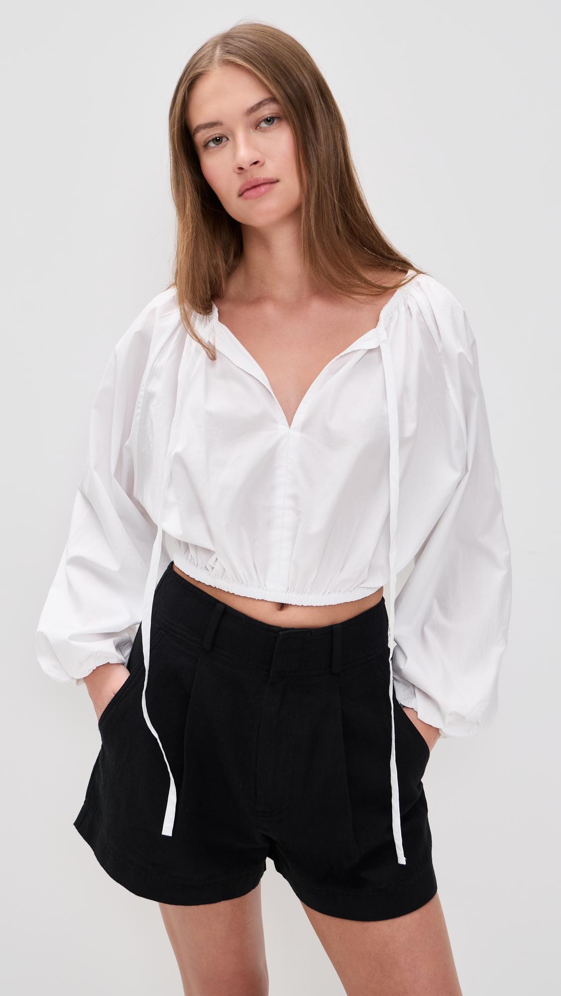 coastal poplin nera top