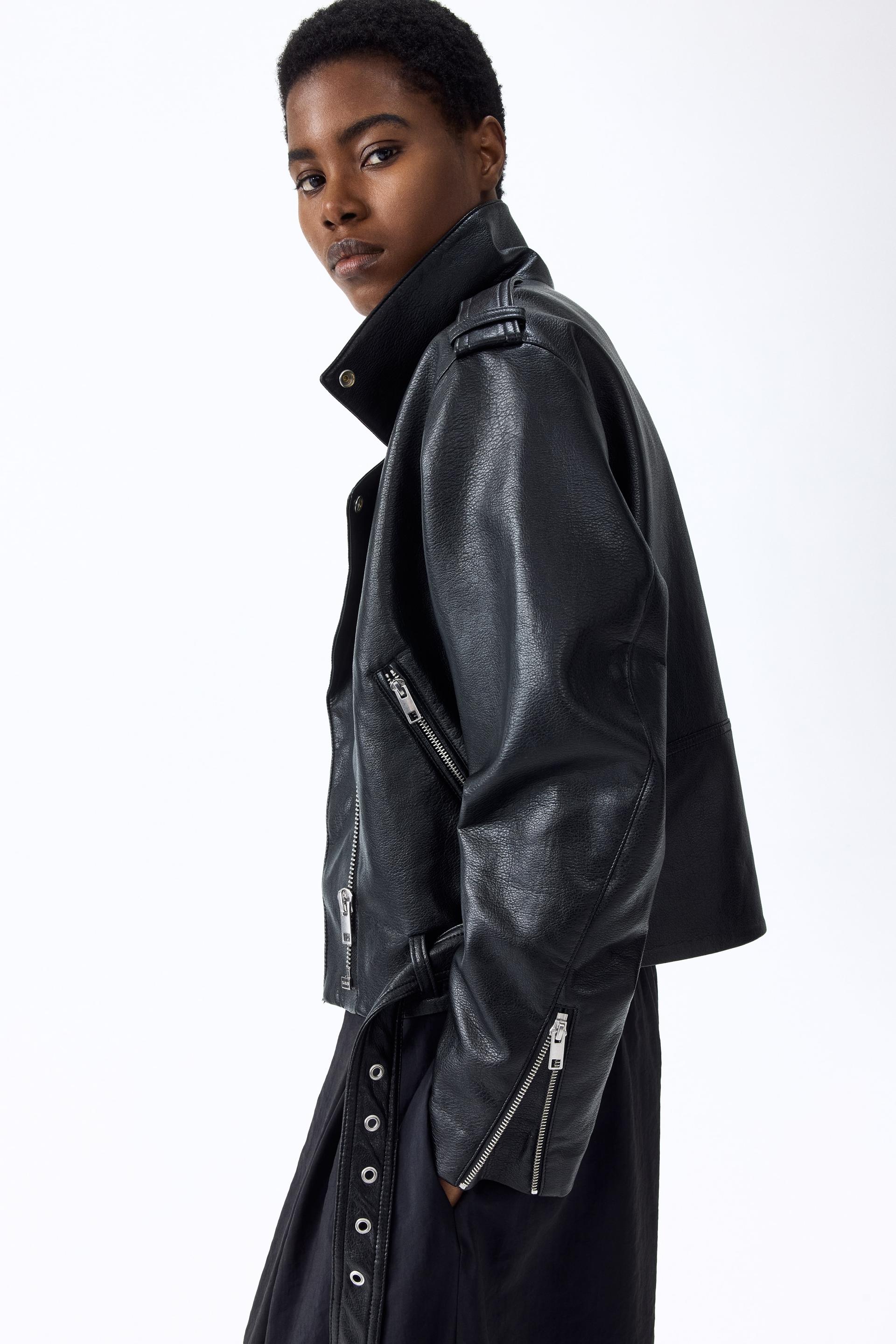 coated biker jacket