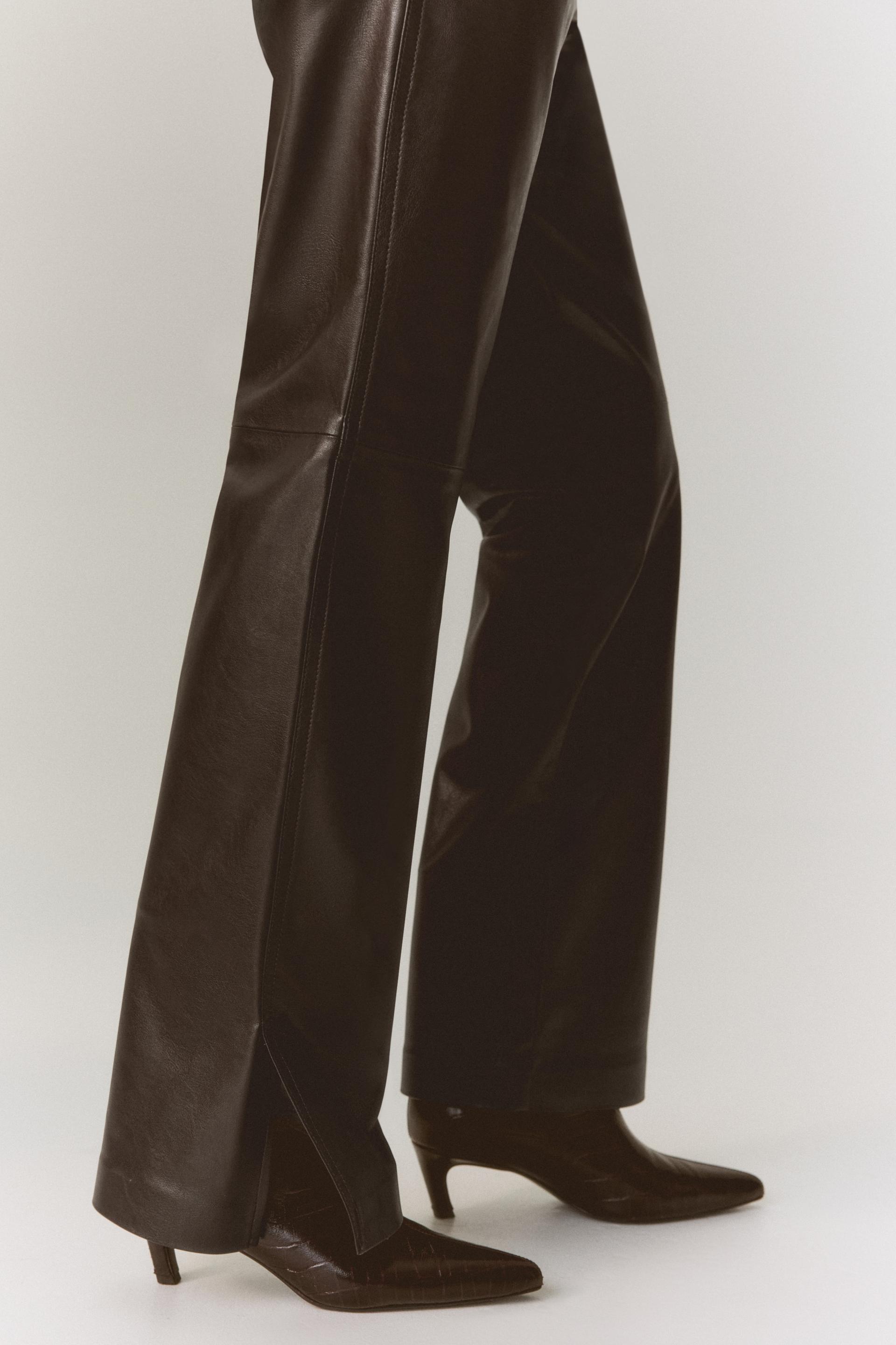 coated bootcut pants