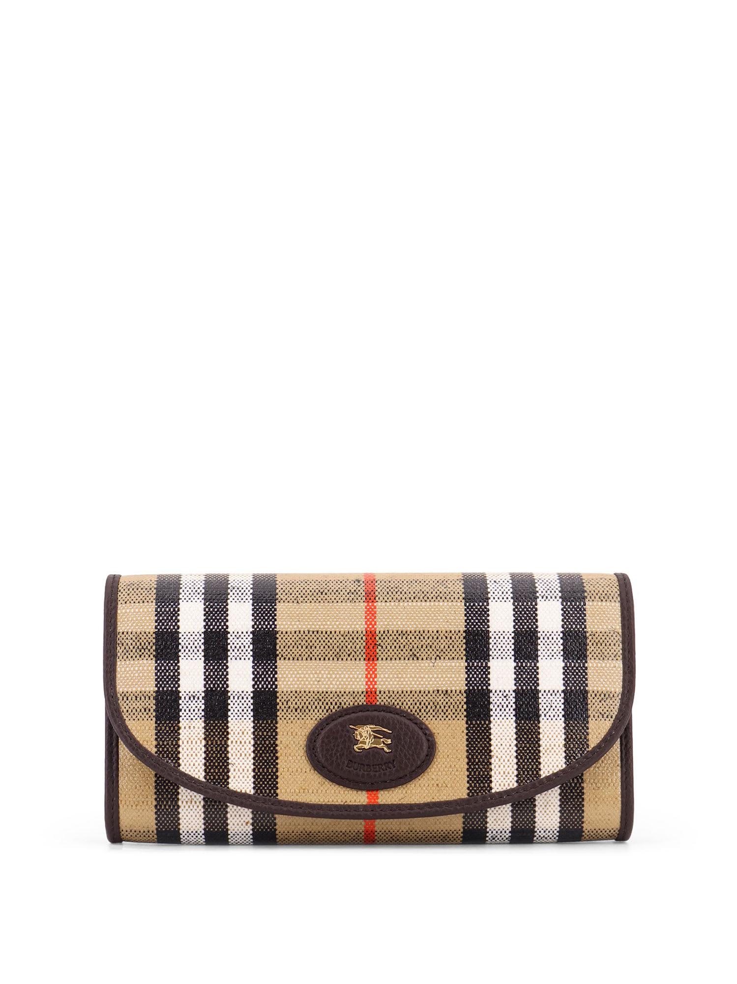 coated canvas wallet with burberry check motif