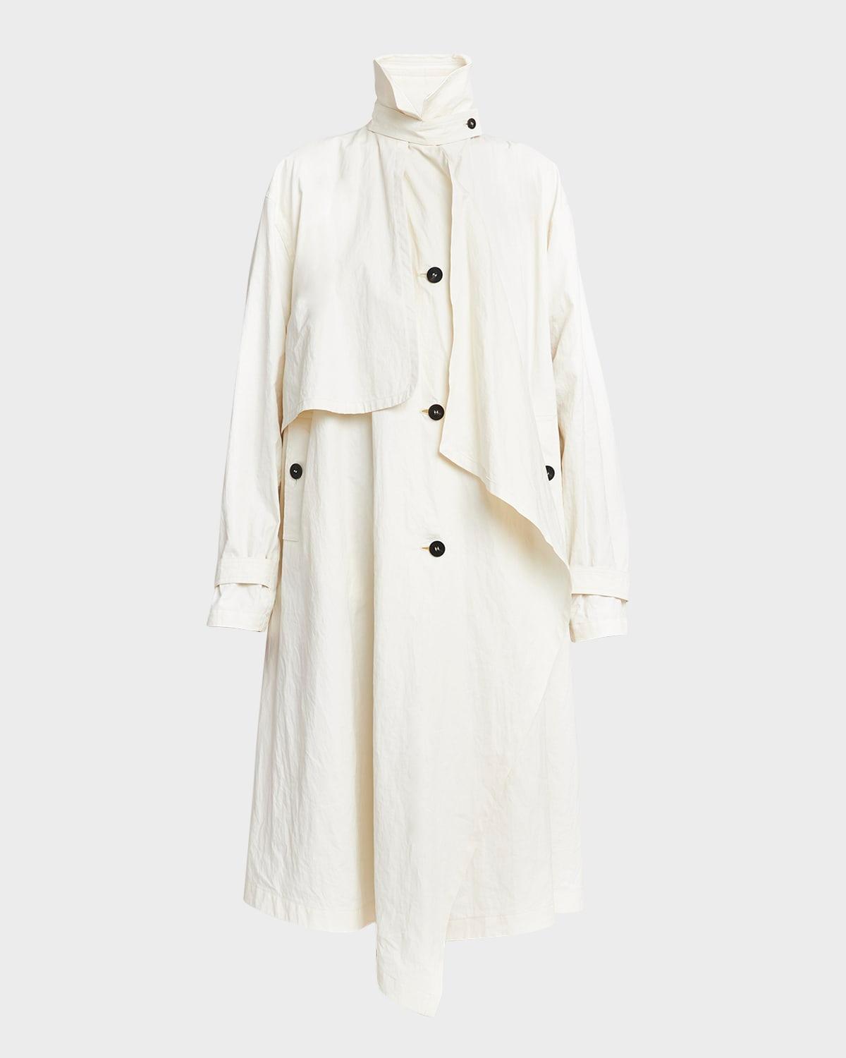 coated linen oversized trench coat