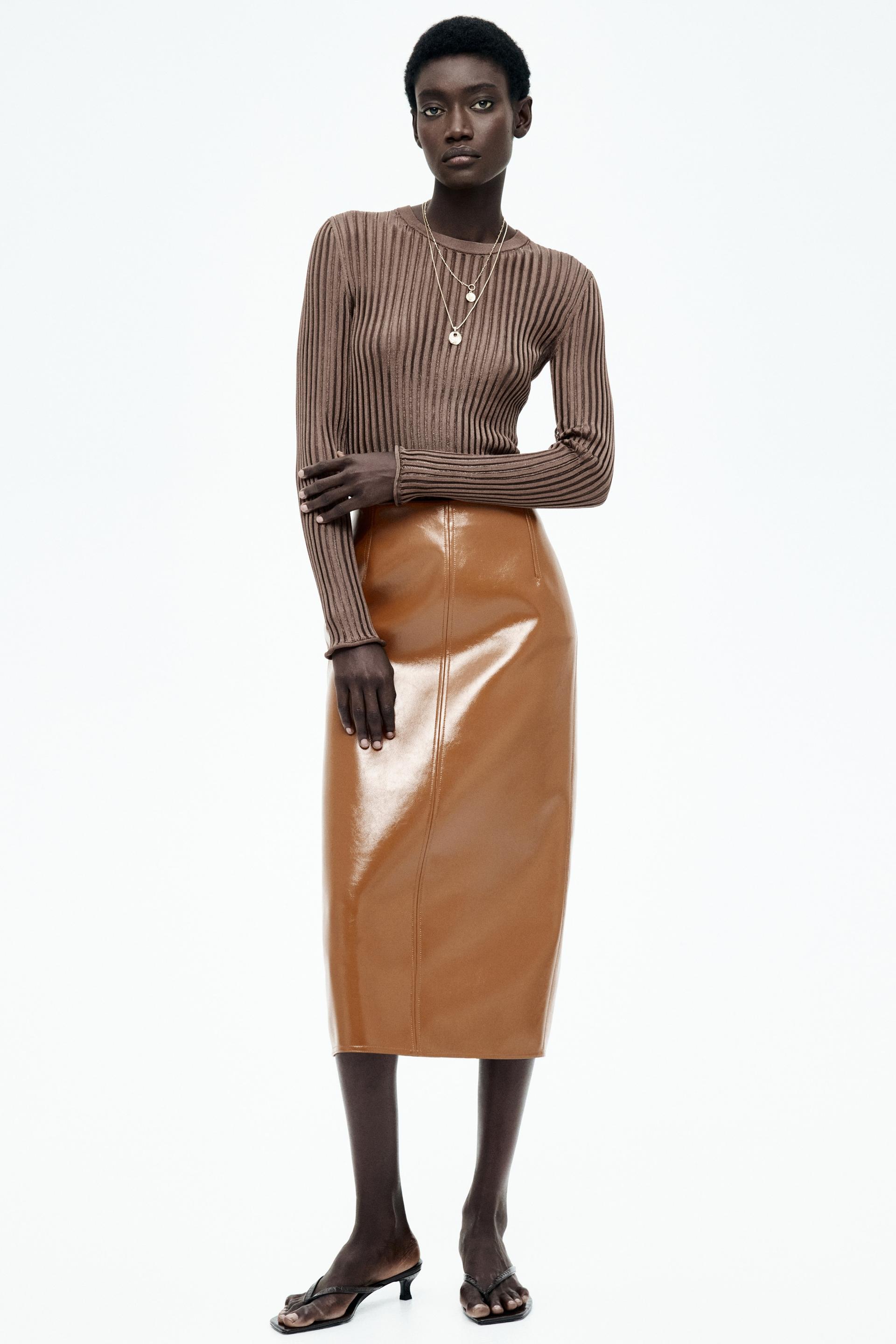coated pencil skirt