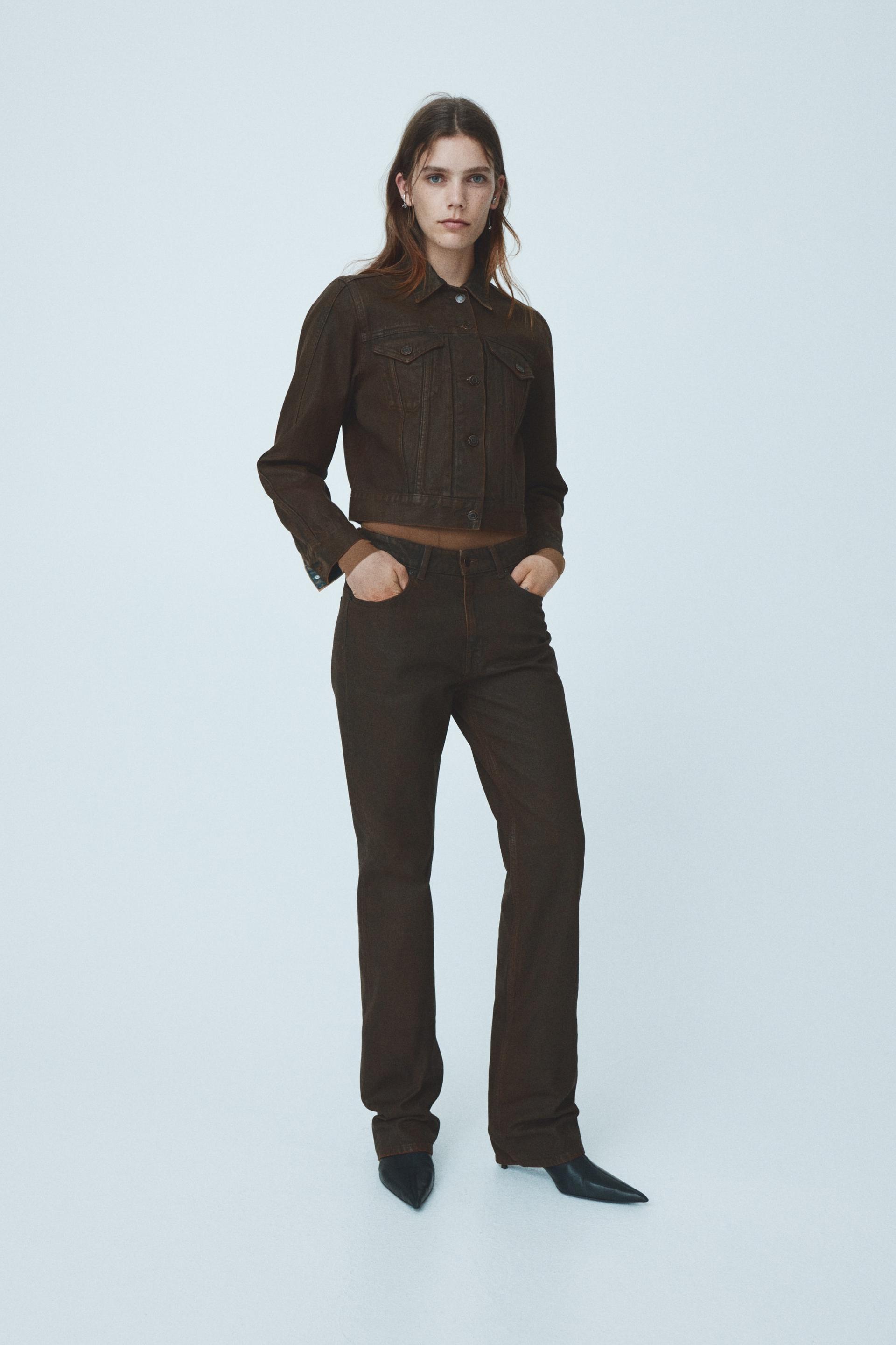 coated straight-leg jeans