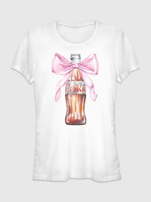 coca-cola bow bottle graphic t-shirt