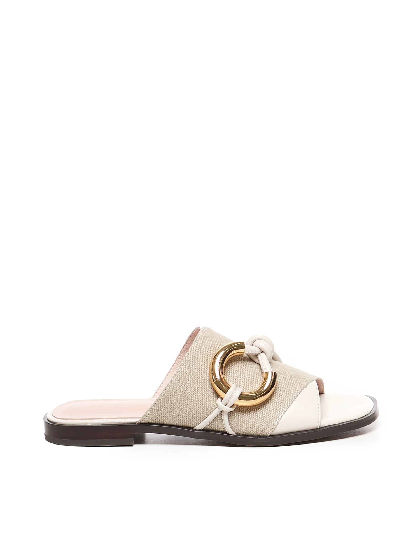 coccinelle carmy canvas flat sandals
