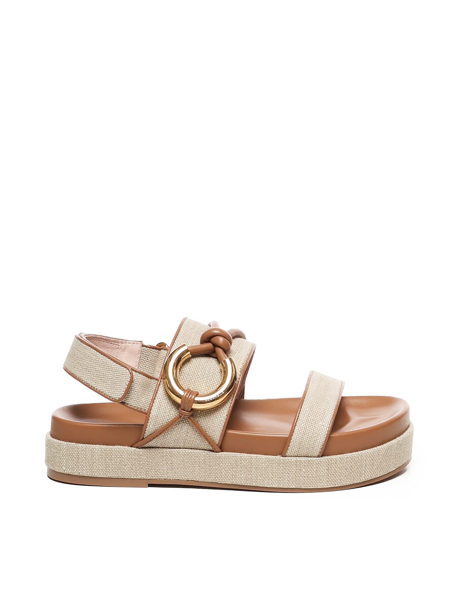 coccinelle carmy canvas platform sandals