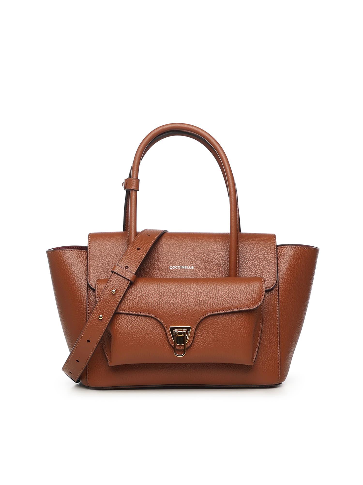 coccinelle double beat medium leather bag