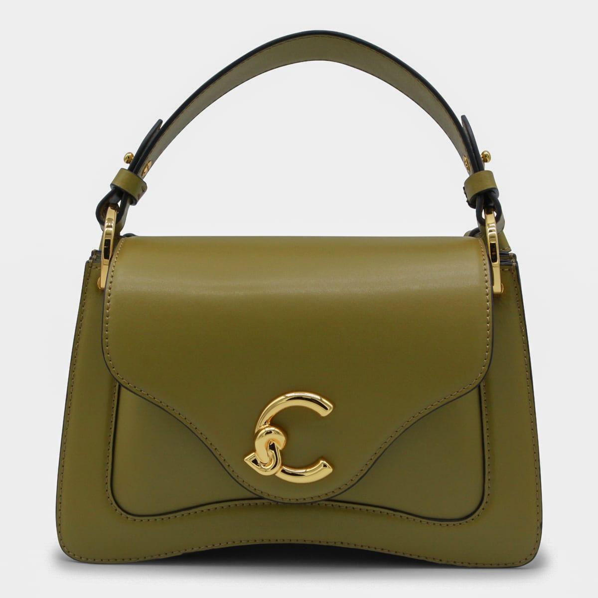 coccinelle seagrass leather c-me calf cocker top handle bag