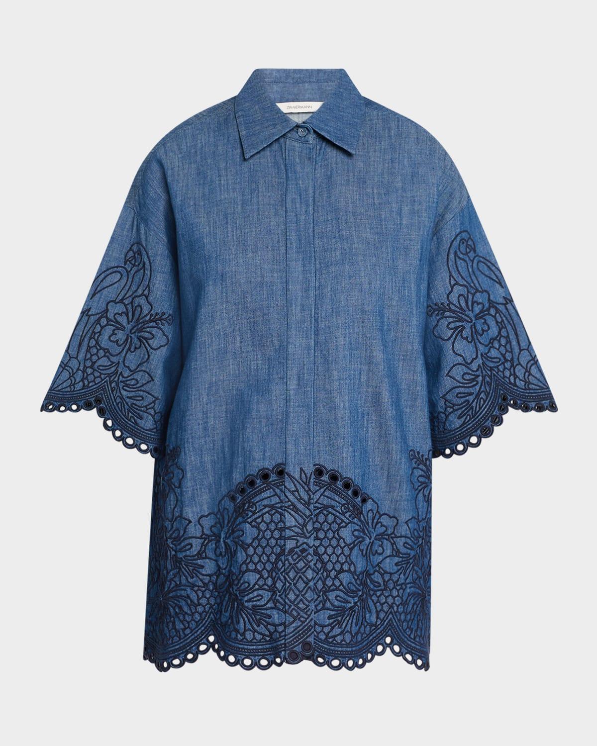 coco embroidered denim shirt
