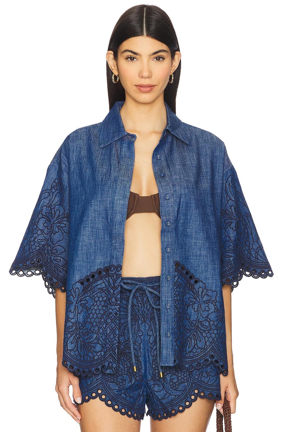 coco embroidered denim shirt