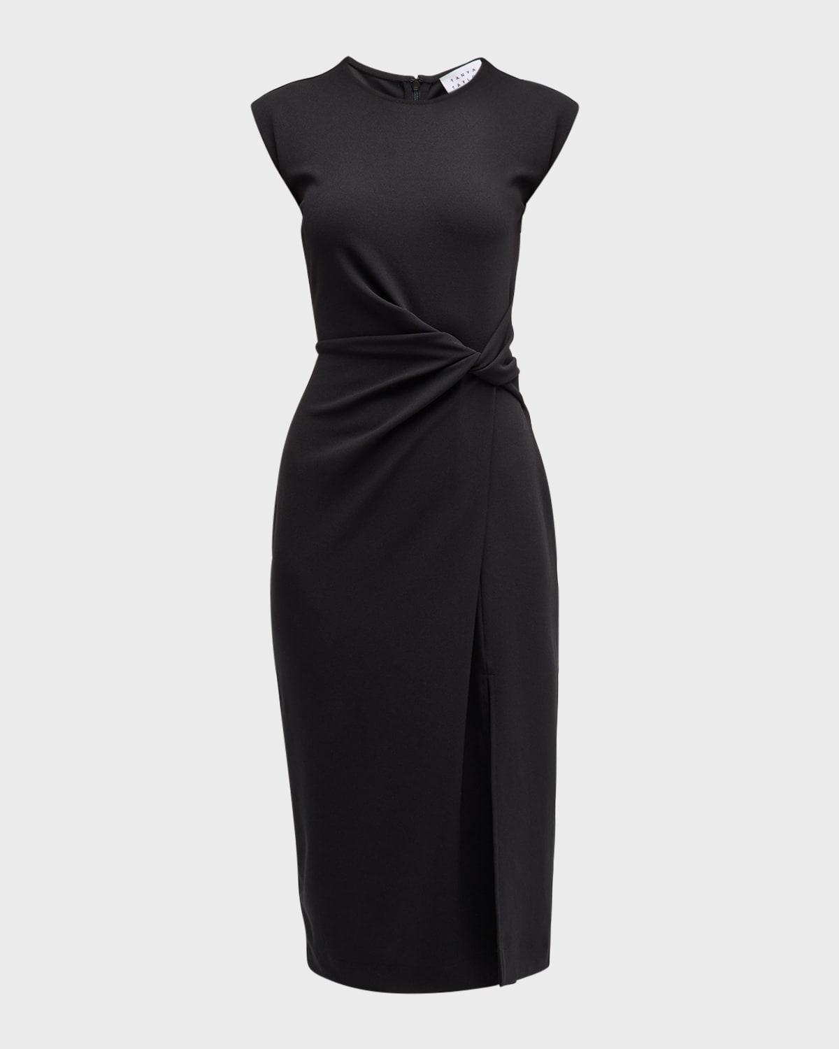 cody sleeveless twisted-waist midi dress