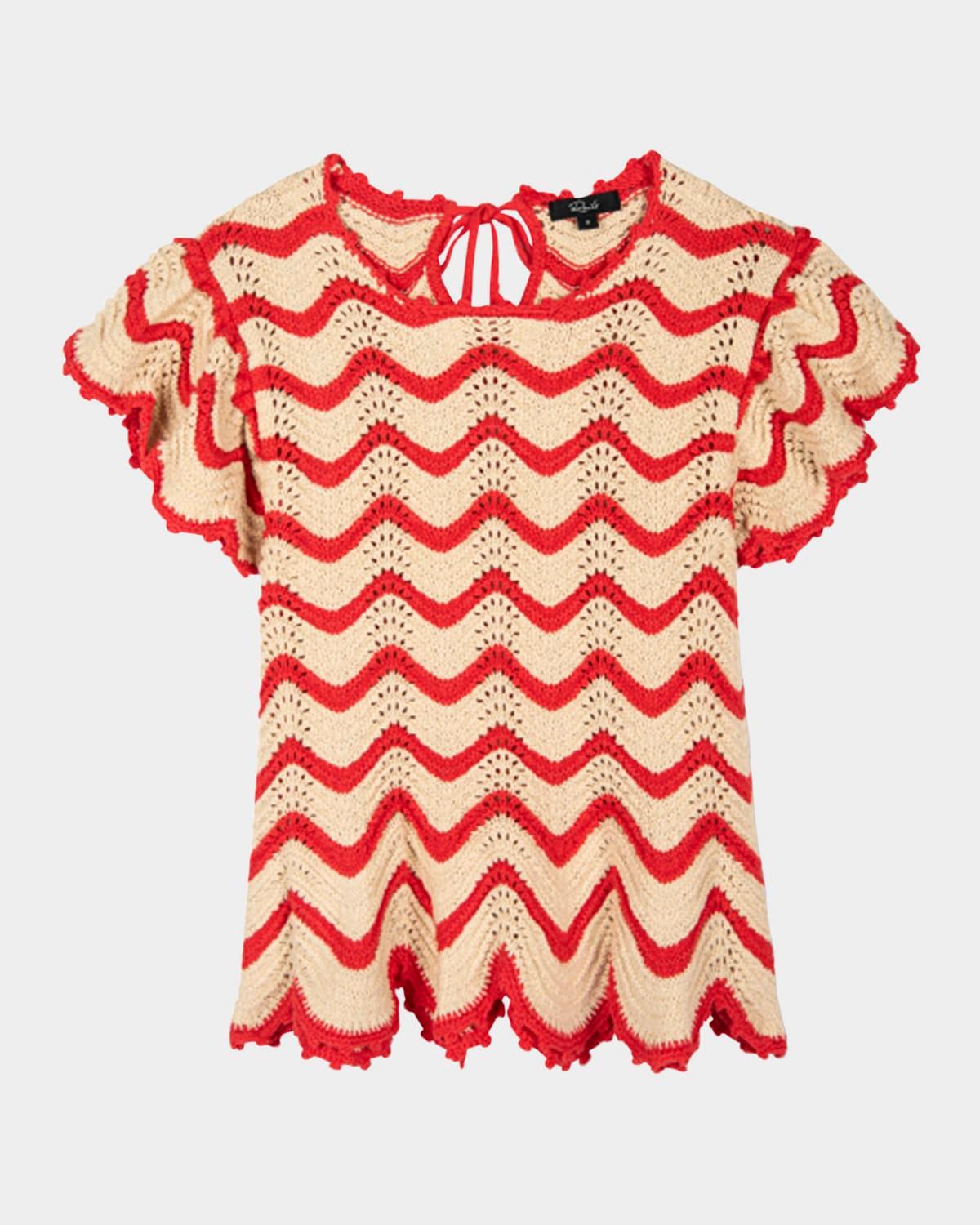 coen crochet flutter-sleeve top
