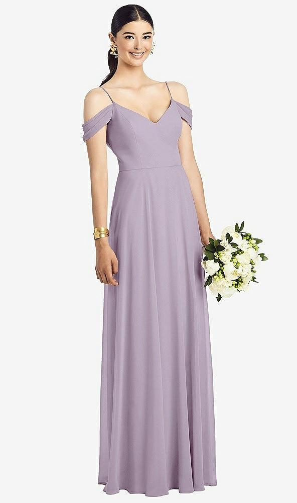 cold-shoulder v-back chiffon maxi dress