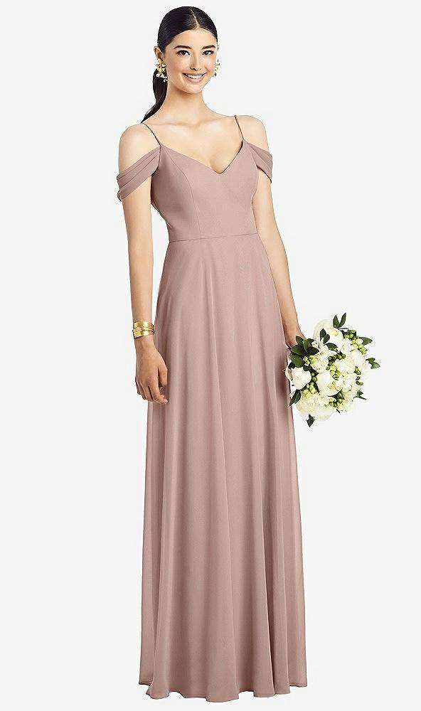 cold-shoulder v-back chiffon maxi dress